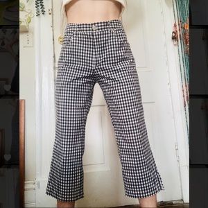 Vintage 90s Gingham Kick Flare Cropped Pants